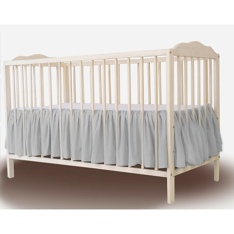 MimiNu - Volanas pentru saltea de patut 120x60 cm, Din bumbac certificat Oeko Tex Standard 100, Colectia Royal, Grey MimiNu - Volanas pentru saltea de patut 120x60 cm, Din bumbac certificat Oeko Tex Standard 100, Colectia Royal, Grey