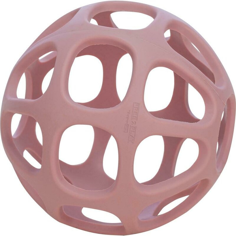Minge, Free2Play, Pentru dentitie, Moale, Din silicon alimentar, Fara BPA, Dezvolta abilitatile motorii si coordonarea ochi-mana, Usor de curatat, Diametru 11 cm, 0 luni+, Pink