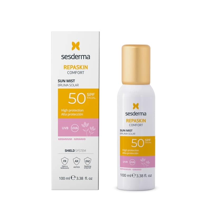 Mist cu protectie solara SPF 50 si geranium Repaskin Comfort, 100 ml, Sesderma Mist cu protectie solara SPF 50 si geranium Repaskin Comfort, 100 ml, Sesderma