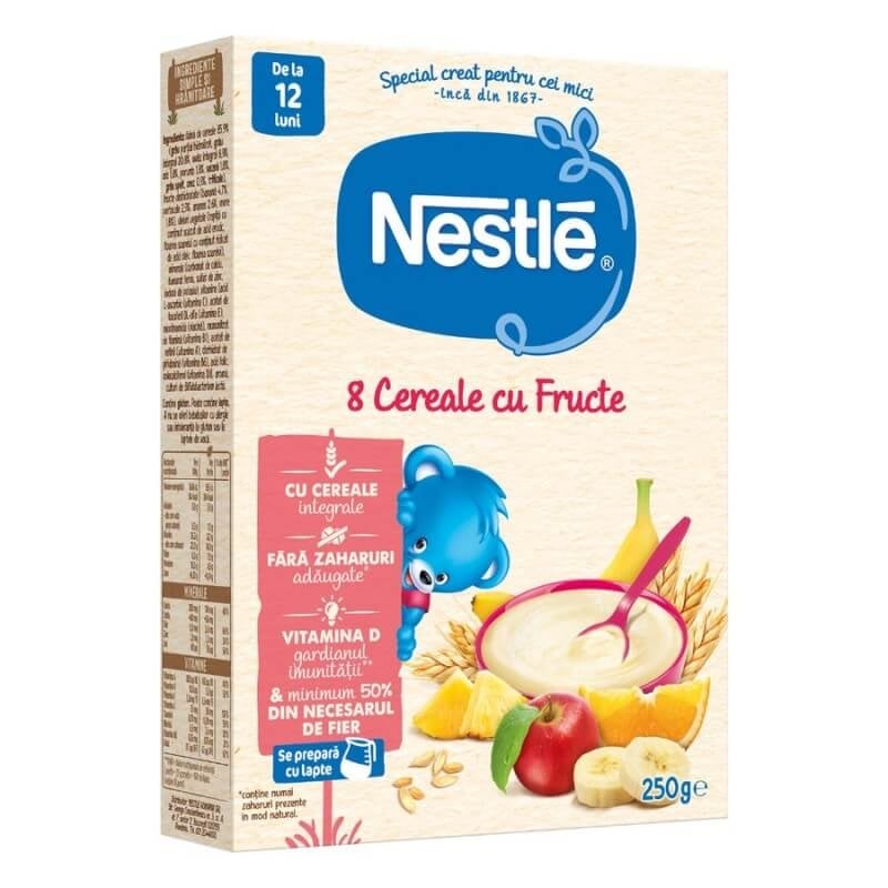 8 cereale cu fructe, +12 luni, 250 g, Nestle 8 cereale cu fructe, +12 luni, 250 g, Nestle