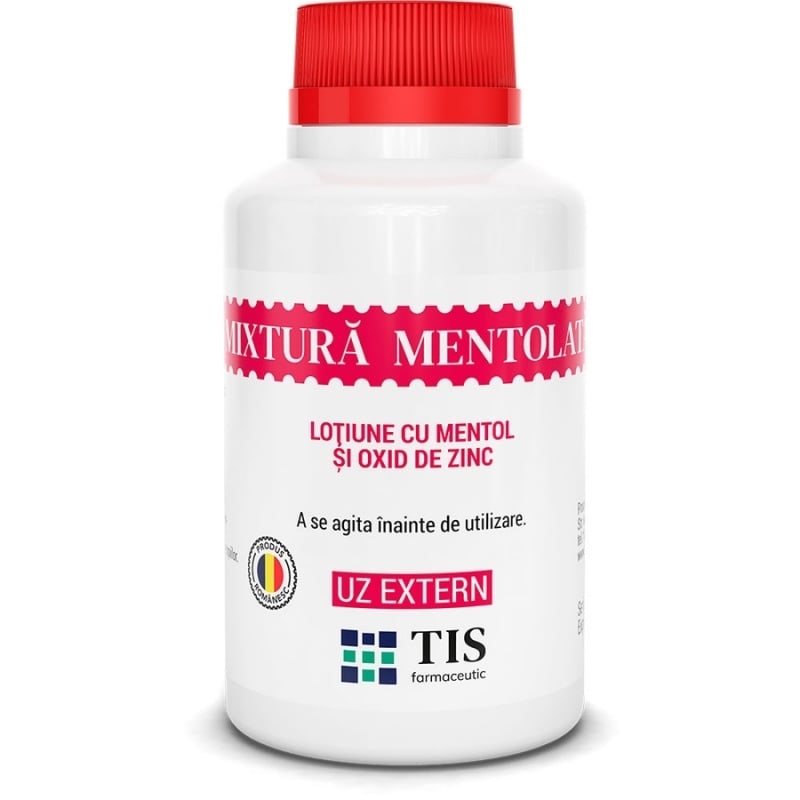 Mixtura mentolata cu mentol si oxid de zinc, 100 ml, Tis Farmaceutic Mixtura mentolata cu mentol si oxid de zinc, 100 ml, Tis Farmaceutic