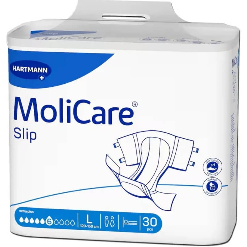 Slip pentru incontinenta MoliCare Extra Plus, 6 picaturi, marime L, 30 bucati, Hartmann Slip pentru incontinenta MoliCare Extra Plus, 6 picaturi, marime L, 30 bucati, Hartmann