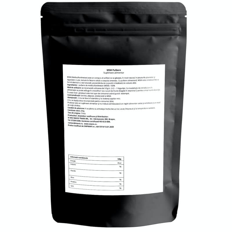 MSM pulbere ecologica, 250 g, Niavis MSM pulbere ecologica, 250 g, Niavis
