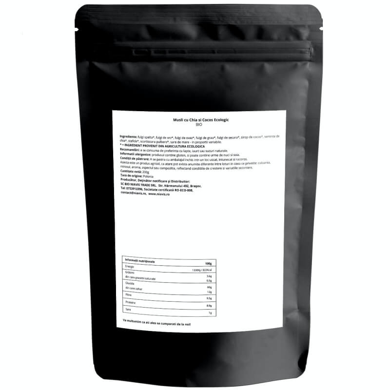 Musli cu chia si cocos, 200 g, Niavis Musli cu chia si cocos, 200 g, Niavis