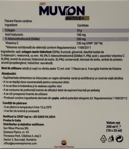 Muvon Aktive Plus, 10 fiole x 25 ml, Sun Wave Pharma