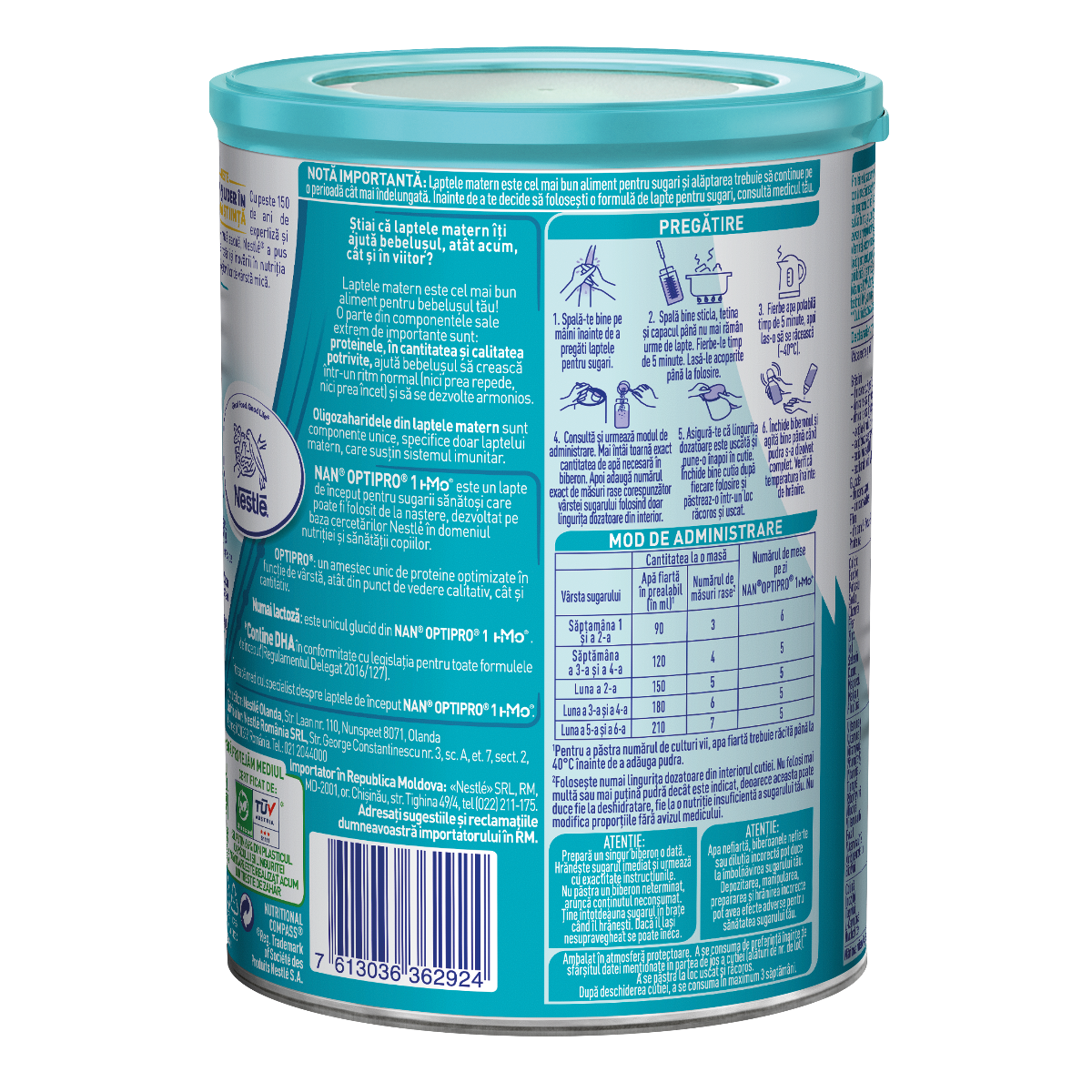 Nestle - Nan 1 Optipro HMO lapte praf pentru copii de la nastere 400g Nestle - Nan 1 Optipro HMO lapte praf pentru copii de la nastere 400g