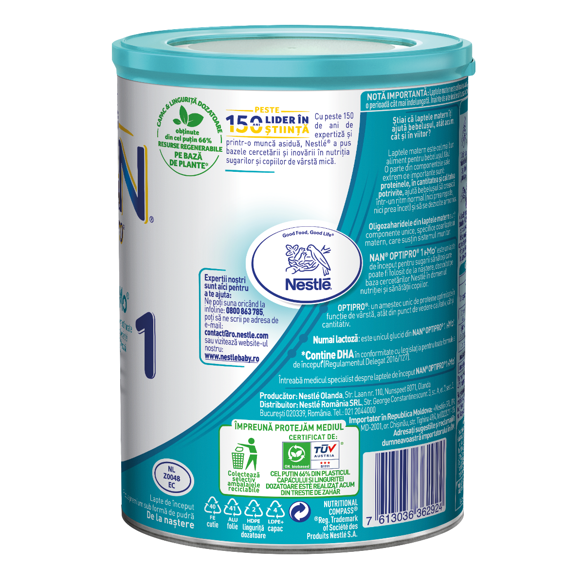 Nestle - Nan 1 Optipro HMO lapte praf pentru copii de la nastere 400g Nestle - Nan 1 Optipro HMO lapte praf pentru copii de la nastere 400g