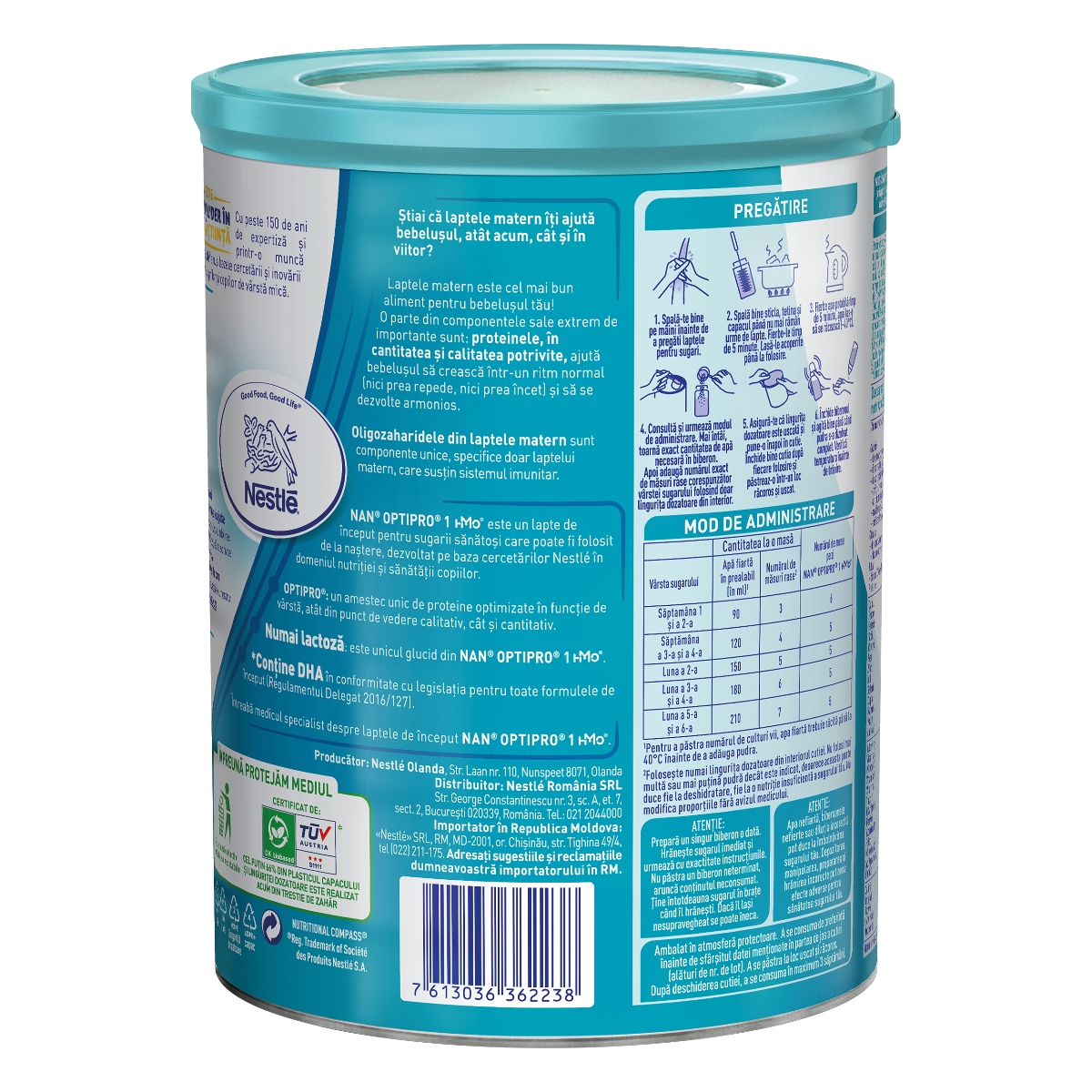 Nestle - Nan 1 Optipro HMO lapte praf pentru copii de la nastere 800g