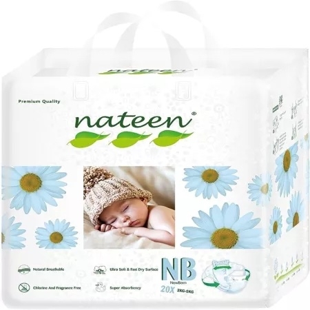 Scutece hipoalergenice nr. 1, 2-5 kg, Premium Line 3D Flex & Fit, 20 bucati, Nateen Scutece hipoalergenice nr. 1, 2-5 kg, Premium Line 3D Flex & Fit, 20 bucati, Nateen