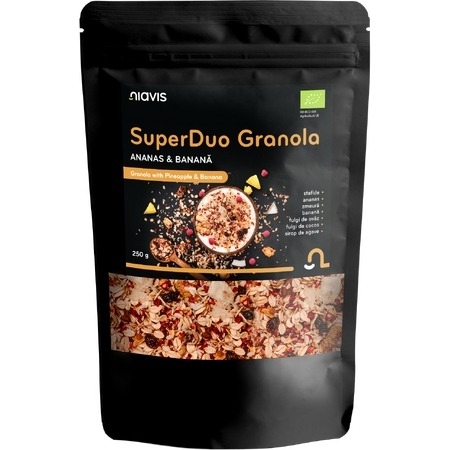 SuperDuo Granola cu ananas si banane, 250 g, Niavis SuperDuo Granola cu ananas si banane, 250 g, Niavis