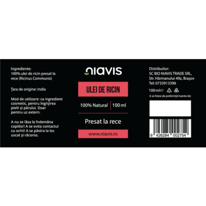 Ulei de ricin, 100 ml, Niavis