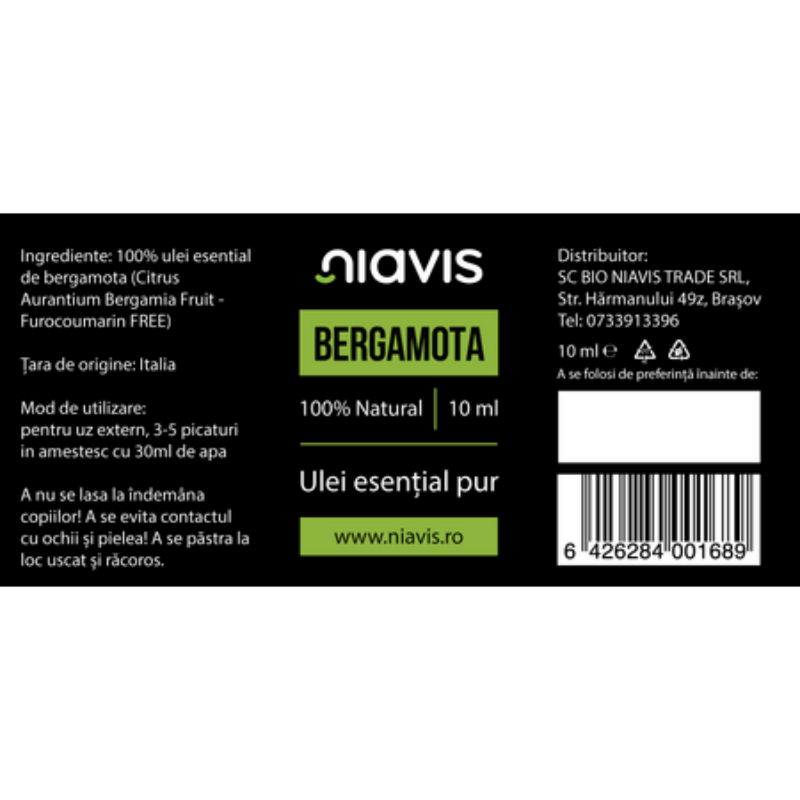 Ulei esential bergamota, 10 ml, Niavis Ulei esential bergamota, 10 ml, Niavis