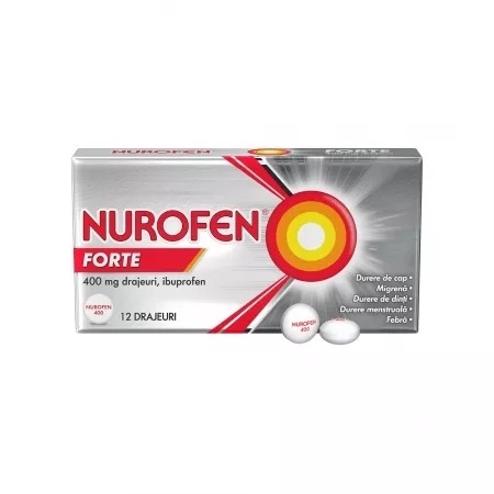 Nurofen Forte, 400 mg, 12 drajeuri, Reckitt Benkiser