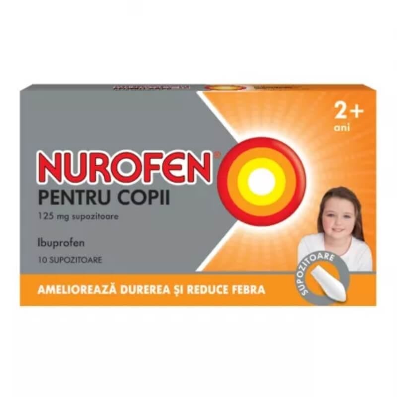 Nurofen pentru copii 2-6 ani, 125 mg, 10 supozitoare, Reckitt Benckiser Nurofen pentru copii 2-6 ani, 125 mg, 10 supozitoare, Reckitt Benckiser