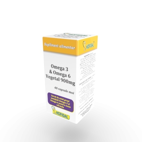 Omega 3 & Omega 6 vegetal, 900 mg, 40 capsule, Hofigal Omega 3 & Omega 6 vegetal, 900 mg, 40 capsule, Hofigal