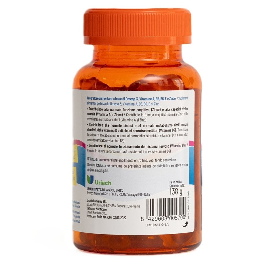 Omega 3 pentru copii cu aroma de lamaie, 60 jeleuri gumate, Pediakid