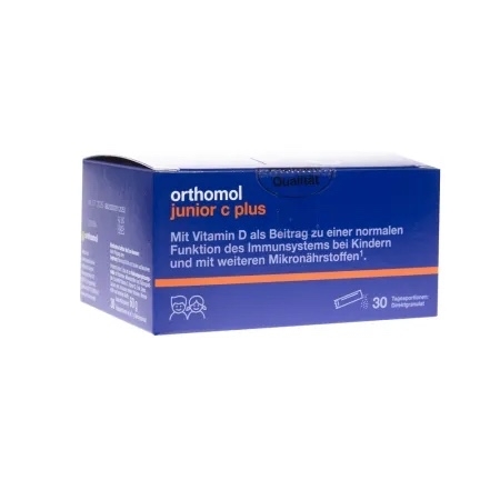 Junior C Plus cu aroma de zmeura si lamaie, 30 plicuri, Orthomol Junior C Plus cu aroma de zmeura si lamaie, 30 plicuri, Orthomol