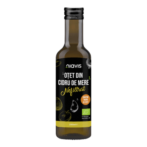 Otet Bio din cidru de mere nefiltrat, 250 ml, Niavis Otet Bio din cidru de mere nefiltrat, 250 ml, Niavis