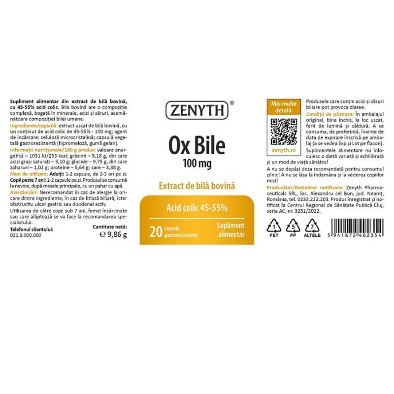 Ox Bile, 20 capsule, Zenyth Ox Bile, 20 capsule, Zenyth