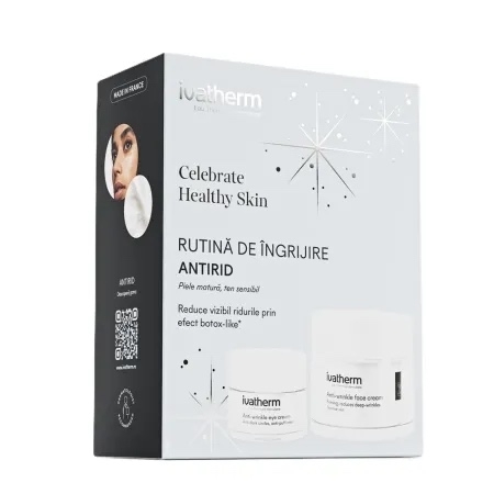 Pachet Crema de fata antirid, 50 ml + Crema contur de ochi antirid si anticearcan, 15 ml, Ivatherm Pachet Crema de fata antirid, 50 ml + Crema contur de ochi antirid si anticearcan, 15 ml, Ivatherm