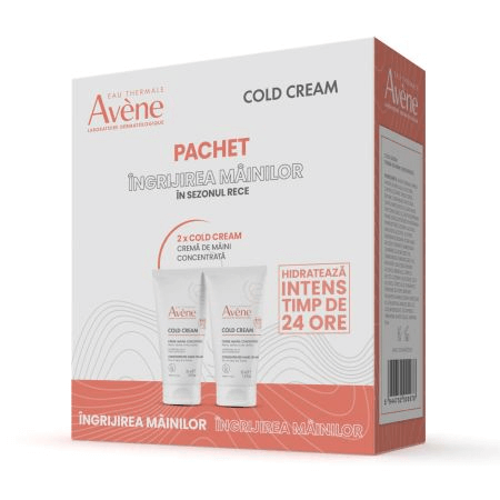 Pachet Crema de maini concentrata Cold Cream, 50 ml + 50 ml, Avene Pachet Crema de maini concentrata Cold Cream, 50 ml + 50 ml, Avene