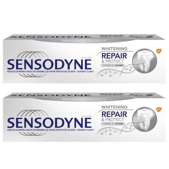 Pachet Pasta de dinti Repair & Protect Whitening, 75 ml + 75 ml, Sensodyne