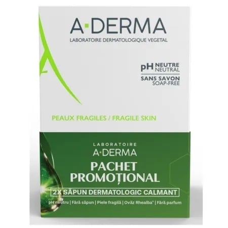 Pachet Sapun dermatologic pentru pielea fragila, 100 g + 100 g, A-Derma Pachet Sapun dermatologic pentru pielea fragila, 100 g + 100 g, A-Derma