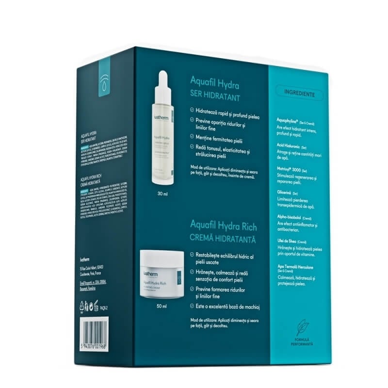 Pachet Ser Aquafil Hydra, 30 ml + Crema Aquafil Hydra Rich, 50 ml, Ivatherm