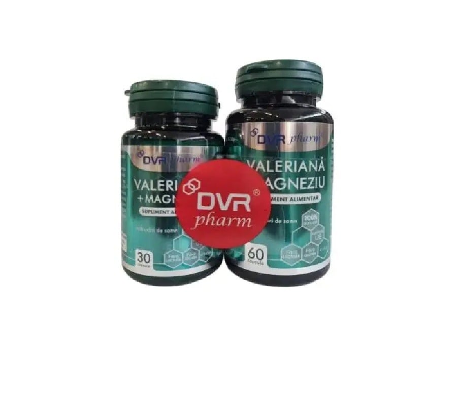 Pachet Valeriana + Magneziu, 60 + 30 capsule, DVR Pharm Pachet Valeriana + Magneziu, 60 + 30 capsule, DVR Pharm