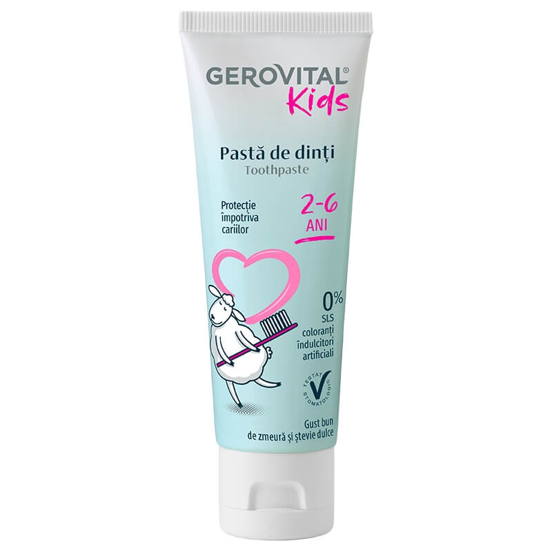 Pasta de dinti 2-6 ani Kids, 50 ml, Gerovital Pasta de dinti 2-6 ani Kids, 50 ml, Gerovital