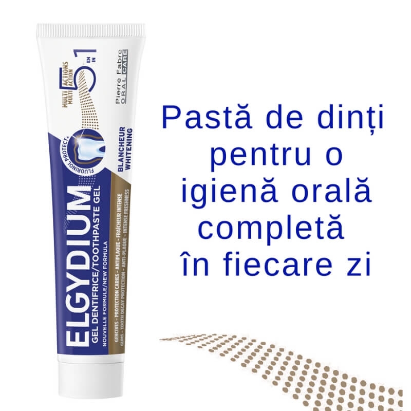 Pasta de dinti cu beneficii multiple 5 in 1 Multi Action, 75 ml, Elgydium Pasta de dinti cu beneficii multiple 5 in 1 Multi Action, 75 ml, Elgydium