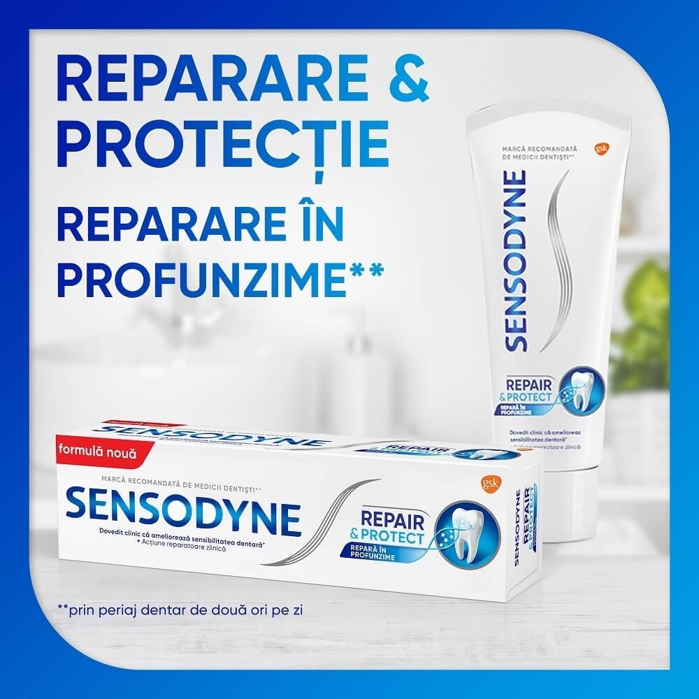 Pasta de dinti Repair & Protect Cool Mint, 75 ml, Sensodyne Pasta de dinti Repair & Protect Cool Mint, 75 ml, Sensodyne