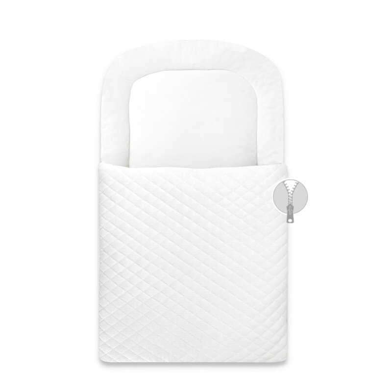 Paturica de infasat, Qmini, Pentru botez si nu numai, Cu fermoar, 72x45 cm, Din catifea matlasata, White Paturica de infasat, Qmini, Pentru botez si nu numai, Cu fermoar, 72x45 cm, Din catifea matlasata, White