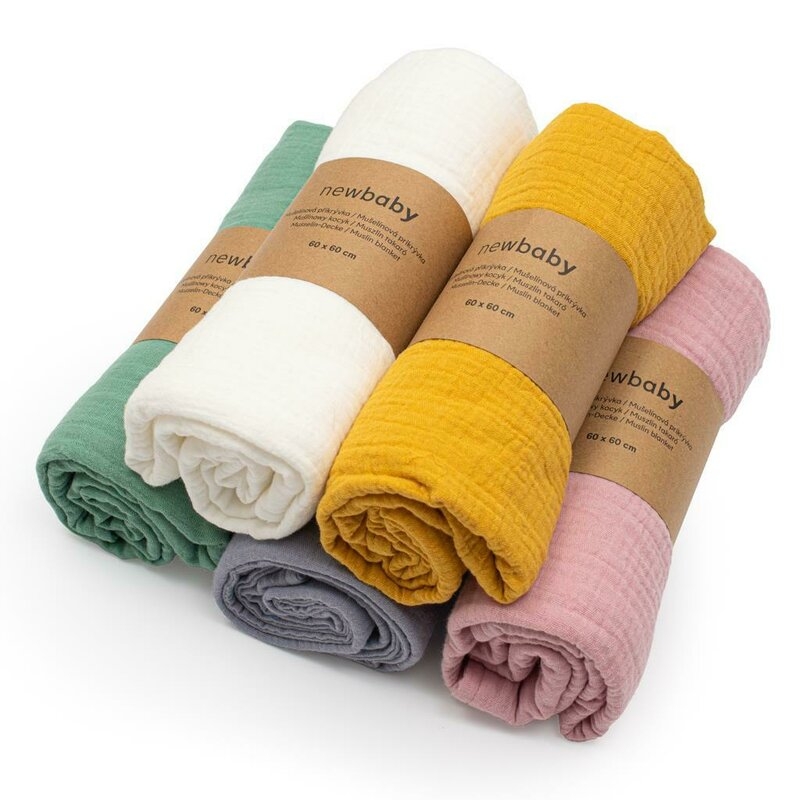 Paturica moale bebe, New Baby, Cu multiple intrebuintari, 60x60 cm, Din muselina, 100% bumbac organic, White Paturica moale bebe, New Baby, Cu multiple intrebuintari, 60x60 cm, Din muselina, 100% bumbac organic, White