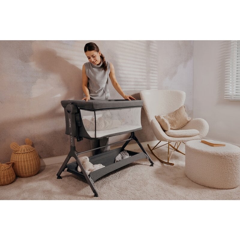 Patut co-sleeper, Lionelo, Leonie Plus, Pliabil, Cu sistem de leganare, Cu setare unghiulara, Reglabil in 6 pozitii pe inaltime, Conform cu standardele europeane de securitate EN1130 si EN16890, Bej Patut co-sleeper, Lionelo, Leonie Plus, Pliabil, Cu sistem de leganare, Cu setare unghiulara, Reglabil in 6 pozitii pe inaltime, Conform cu standardele europeane de securitate EN1130 si EN16890, Bej