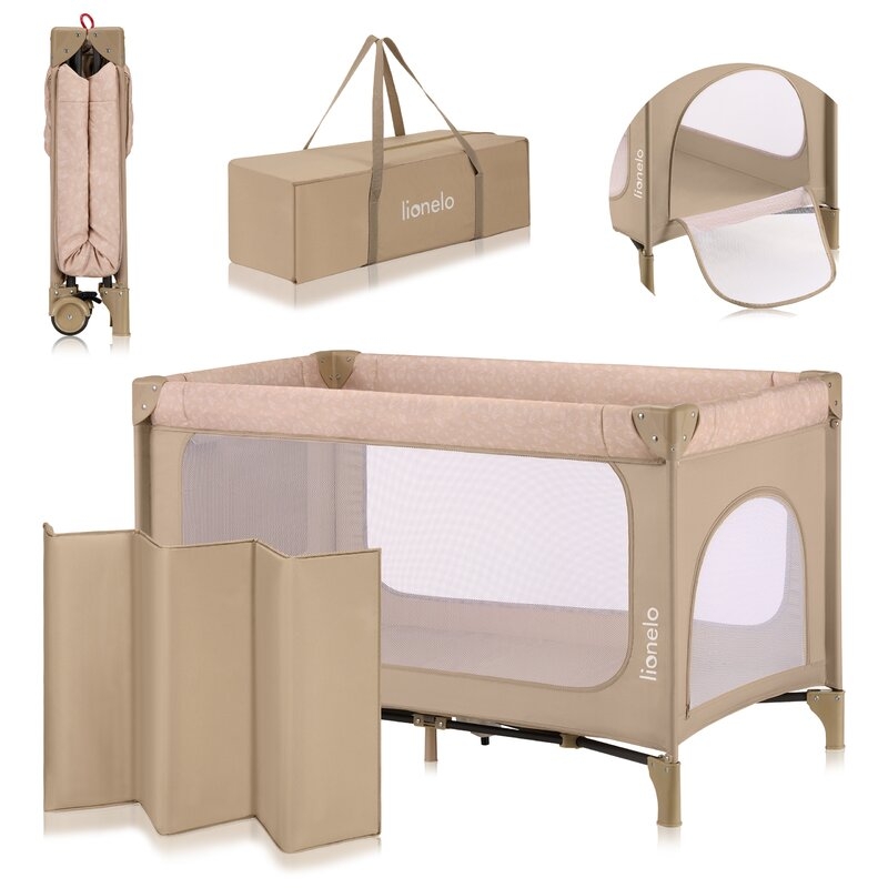 Patut pliant, Lionelo, Jasmin Easy Fold, Pana la 15 kg, Usor de pliat, Cu doua nivele, Cu saltea ergonomica T25, Cu intrare laterala cu fermoar, 2 roti cu frana, 120 x 60 cm, Conform cu EN 716, 0-36 luni, Bej Patut pliant, Lionelo, Jasmin Easy Fold, Pana la 15 kg, Usor de pliat, Cu doua nivele, Cu saltea ergonomica T25, Cu intrare laterala cu fermoar, 2 roti cu frana, 120 x 60 cm, Conform cu EN 716, 0-36 luni, Bej