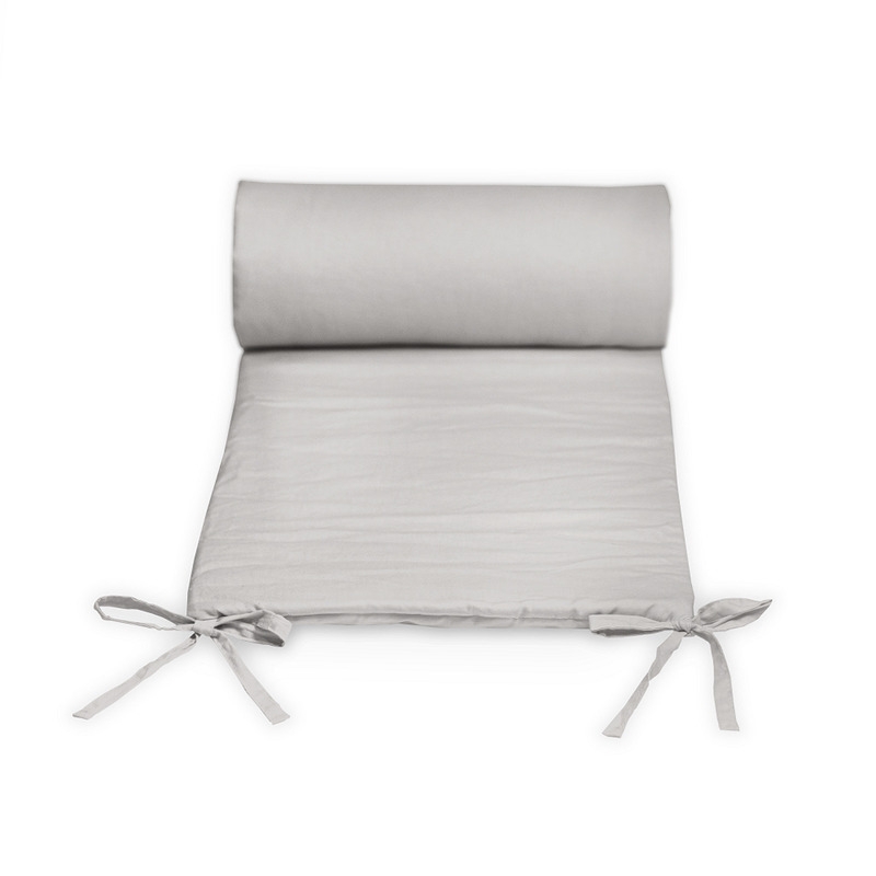 Petite&Mars - Aparatoare pentru patut 120x60 cm, Tilly, Cu panglici, Din bumbac, Lungime 180 cm, Inaltime 36 cm, Gri deschis Petite&Mars - Aparatoare pentru patut 120x60 cm, Tilly, Cu panglici, Din bumbac, Lungime 180 cm, Inaltime 36 cm, Gri deschis