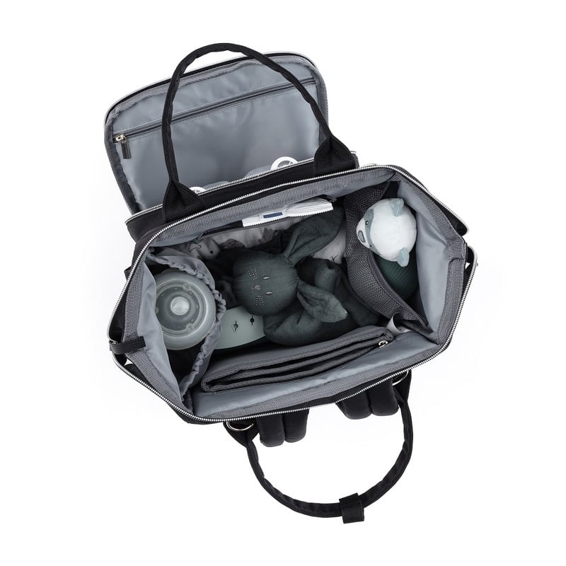 Petite&Mars - Rucsac pentru mamici, Cu 11 compartimente, Cu buzunare termice, Saltea de infasat inclusa, 30 x 42 x 15 cm, Jack, Black Petite&Mars - Rucsac pentru mamici, Cu 11 compartimente, Cu buzunare termice, Saltea de infasat inclusa, 30 x 42 x 15 cm, Jack, Black
