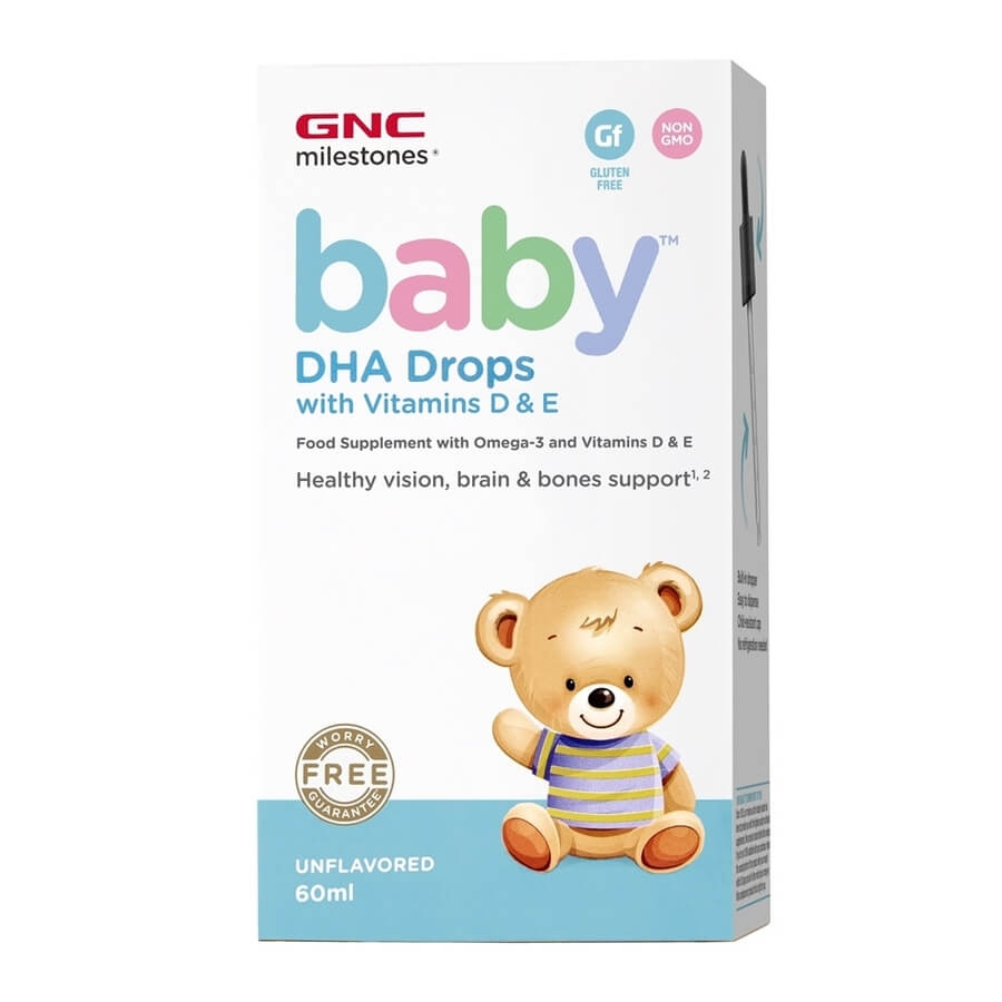 Picaturi cu DHA pentru bebelusi Milestones Baby, 60 ml, GNC Picaturi cu DHA pentru bebelusi Milestones Baby, 60 ml, GNC