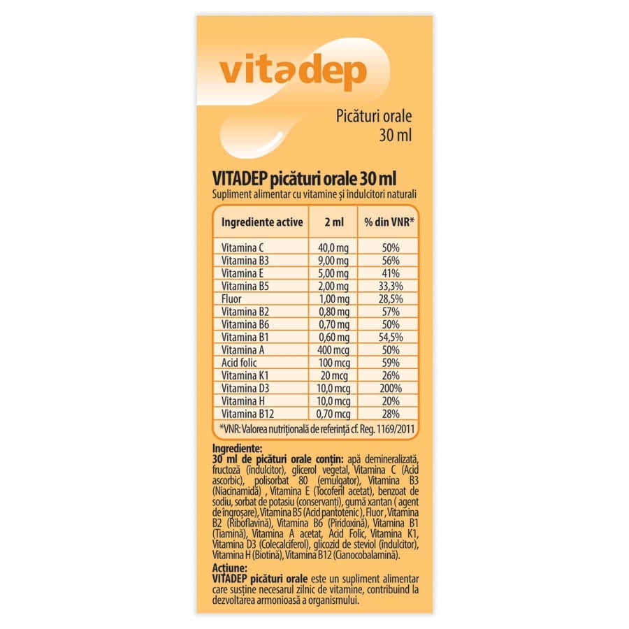 Picaturi orale cu vitamine pentru copii Vitadep, 30 ml, Dr. Phyto