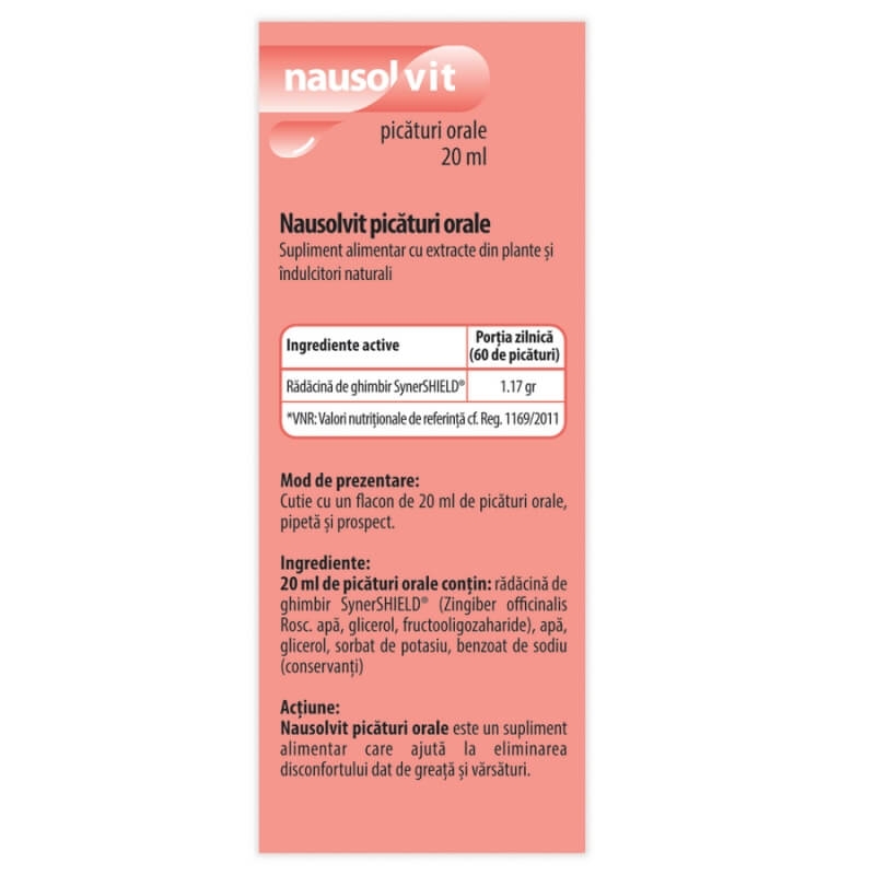 Picaturi pentru greata si varsaturi Nausolvit, 20 ml, Dr. Phyto