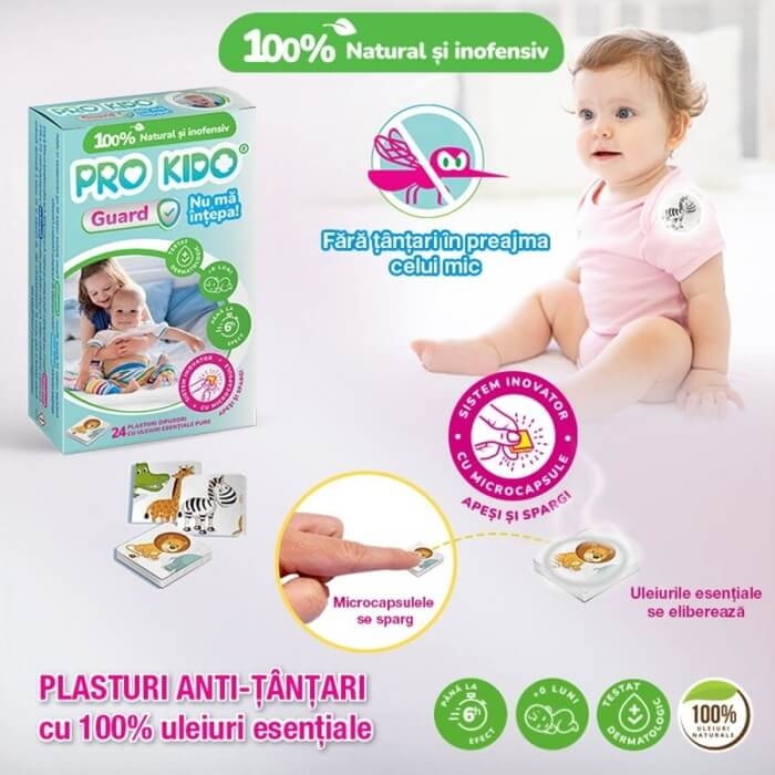 Plasturi difuzori naturali pentru bebelusi si copii Pro Kido Guard, 24 bucati, PharmaExcell