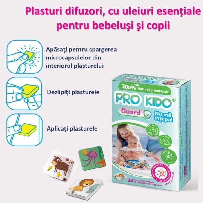 Plasturi difuzori naturali pentru bebelusi si copii Pro Kido Guard, 24 bucati, PharmaExcell