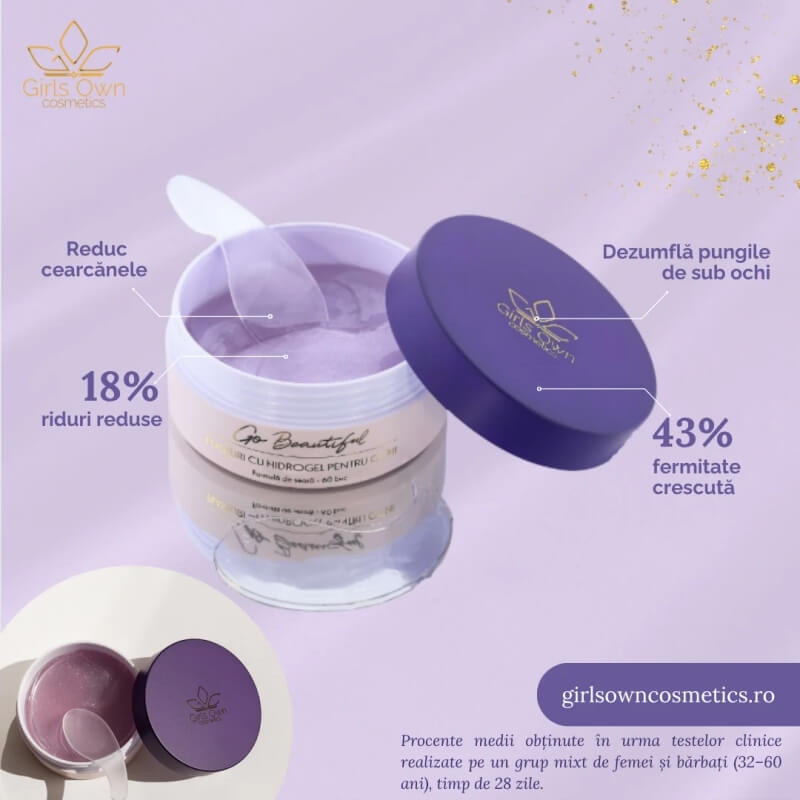 Plasturi din hidrogel pentru ochi formula de seara Go Beautiful, 60 buc, Girl Own Cosmetics