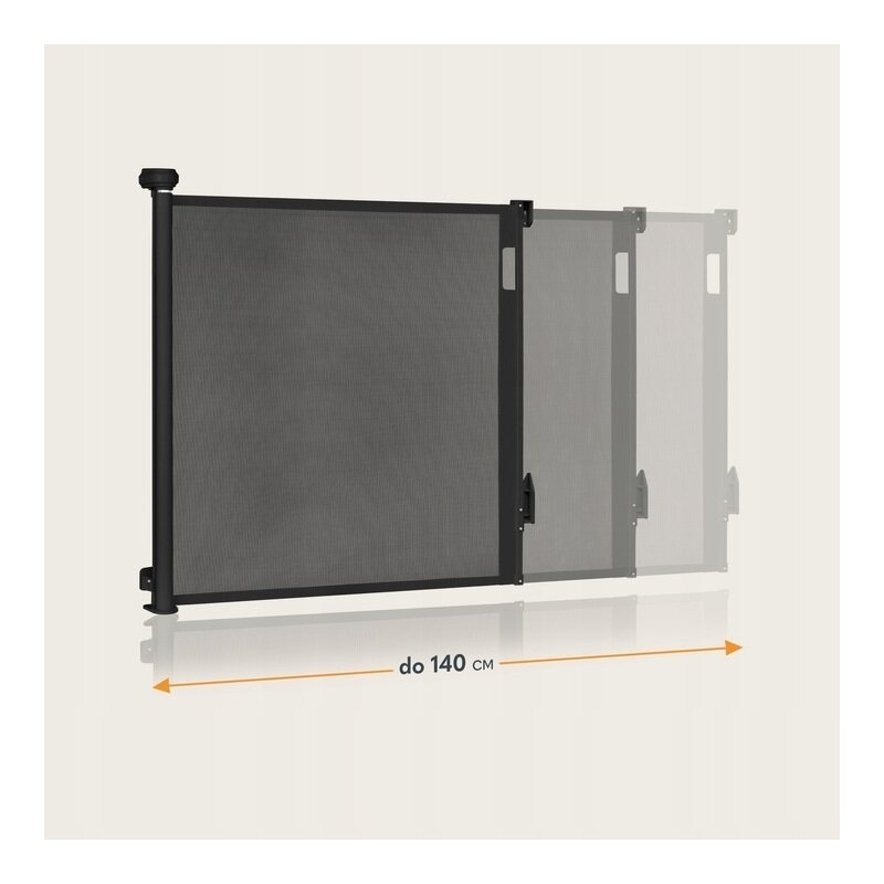 Poarta de siguranta, Lionelo, Thea, Cu suruburi, Textila, Retractabila, Mecanism dublu de blocare, Montaj universal, 80x140 cm, Conform cu standardul european de securitate EN1930, Negru Poarta de siguranta, Lionelo, Thea, Cu suruburi, Textila, Retractabila, Mecanism dublu de blocare, Montaj universal, 80x140 cm, Conform cu standardul european de securitate EN1930, Negru