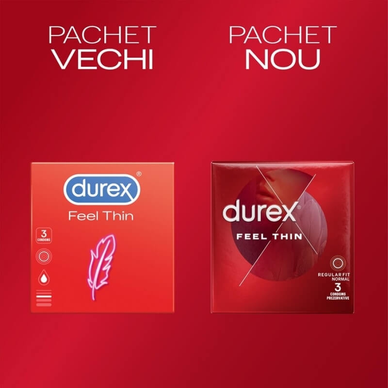 Prezervative Feel Thin, 3 bucati, Durex Prezervative Feel Thin, 3 bucati, Durex