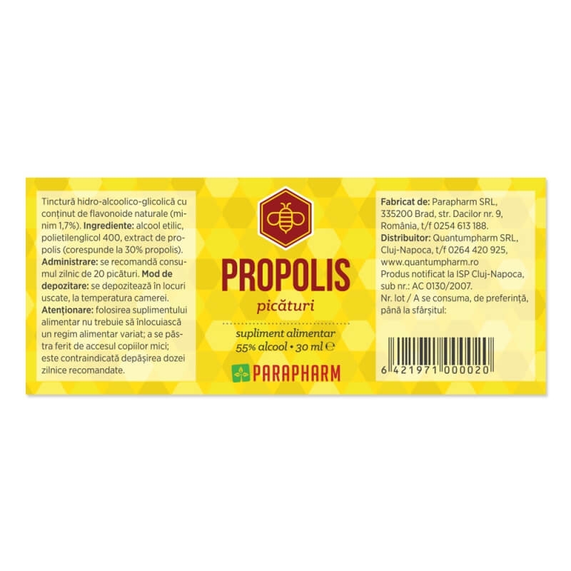Propolis picaturi, 30 ml, Parapharm Propolis picaturi, 30 ml, Parapharm