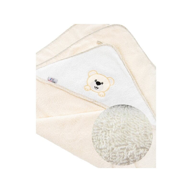 Prosop de baie, Bocioland, Cu gluga, 100% bumbac, 80x80 cm, Teddy Bear, Beige Prosop de baie, Bocioland, Cu gluga, 100% bumbac, 80x80 cm, Teddy Bear, Beige