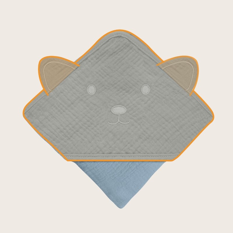 Prosop de baie, Lionelo, Cu gluga, Din muselina, 100% bumbac, 80x80 cm, Absorbtie eficienta, Albastru Prosop de baie, Lionelo, Cu gluga, Din muselina, 100% bumbac, 80x80 cm, Absorbtie eficienta, Albastru