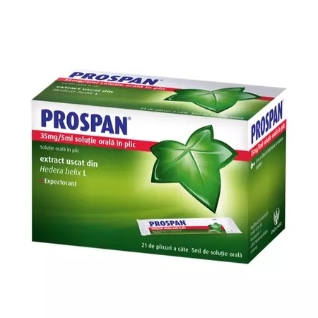 Prospan, 35 mg/5 ml solutie orala, 21 plicuri, Engelhard Prospan, 35 mg/5 ml solutie orala, 21 plicuri, Engelhard